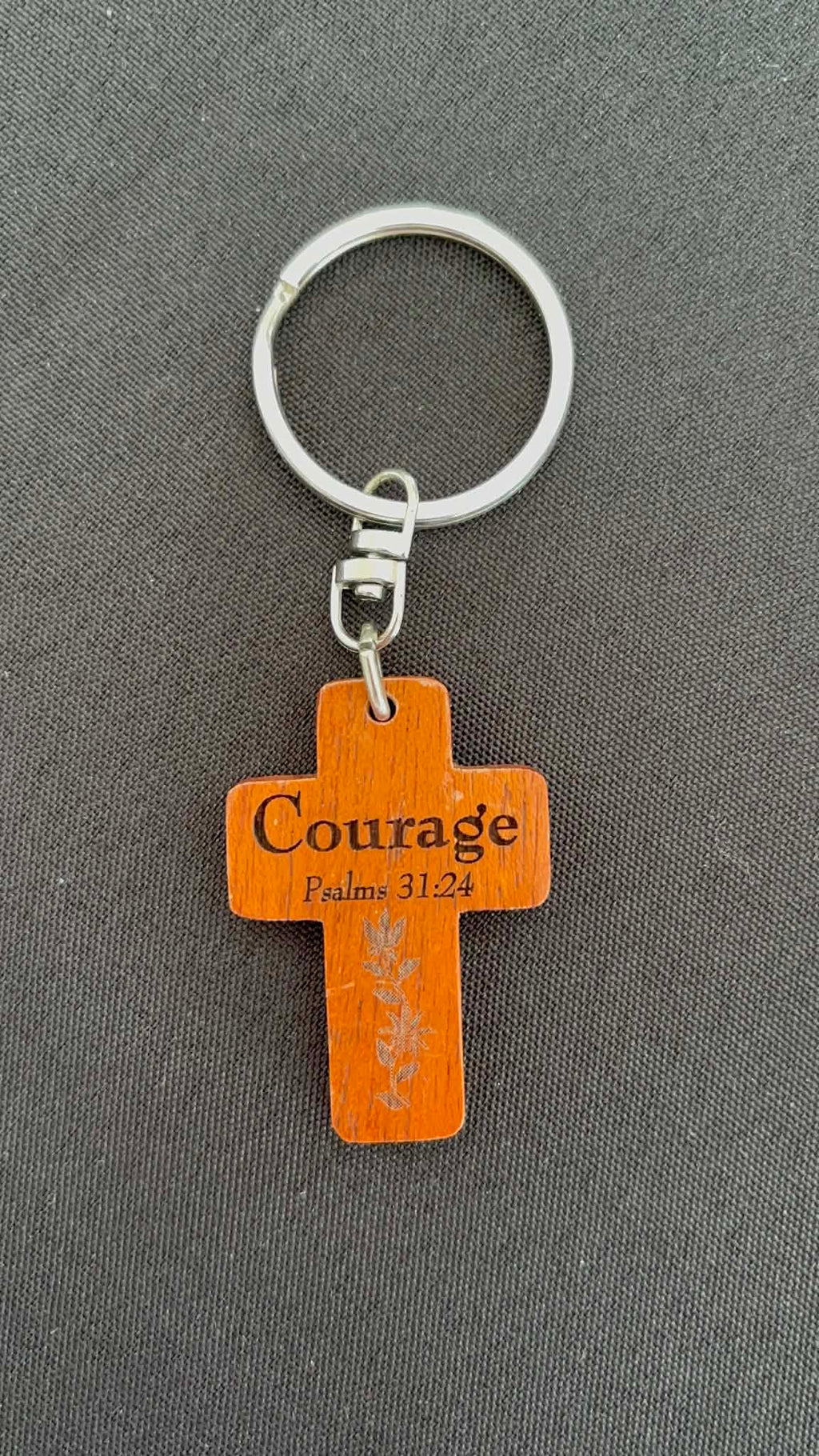 Wooden Cross Keyring