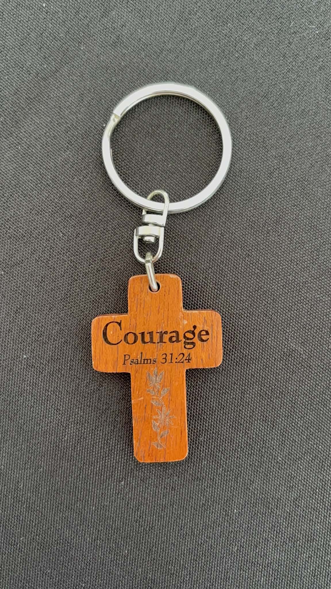 Wooden Cross Keyring