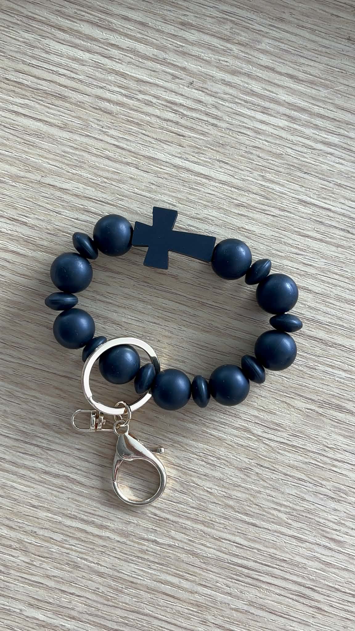 Beaded Cross Keyring