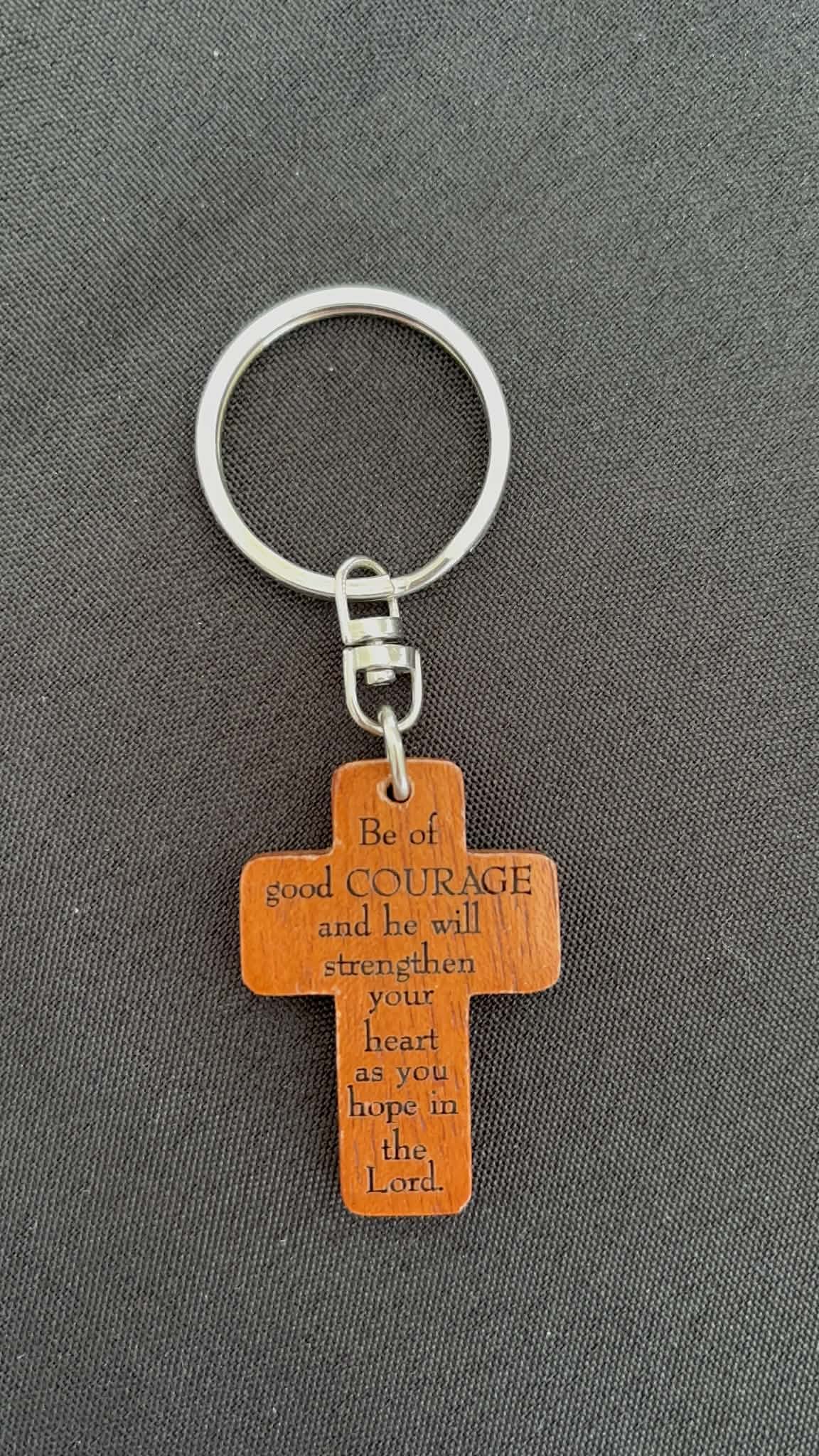 Wooden Cross Keyring
