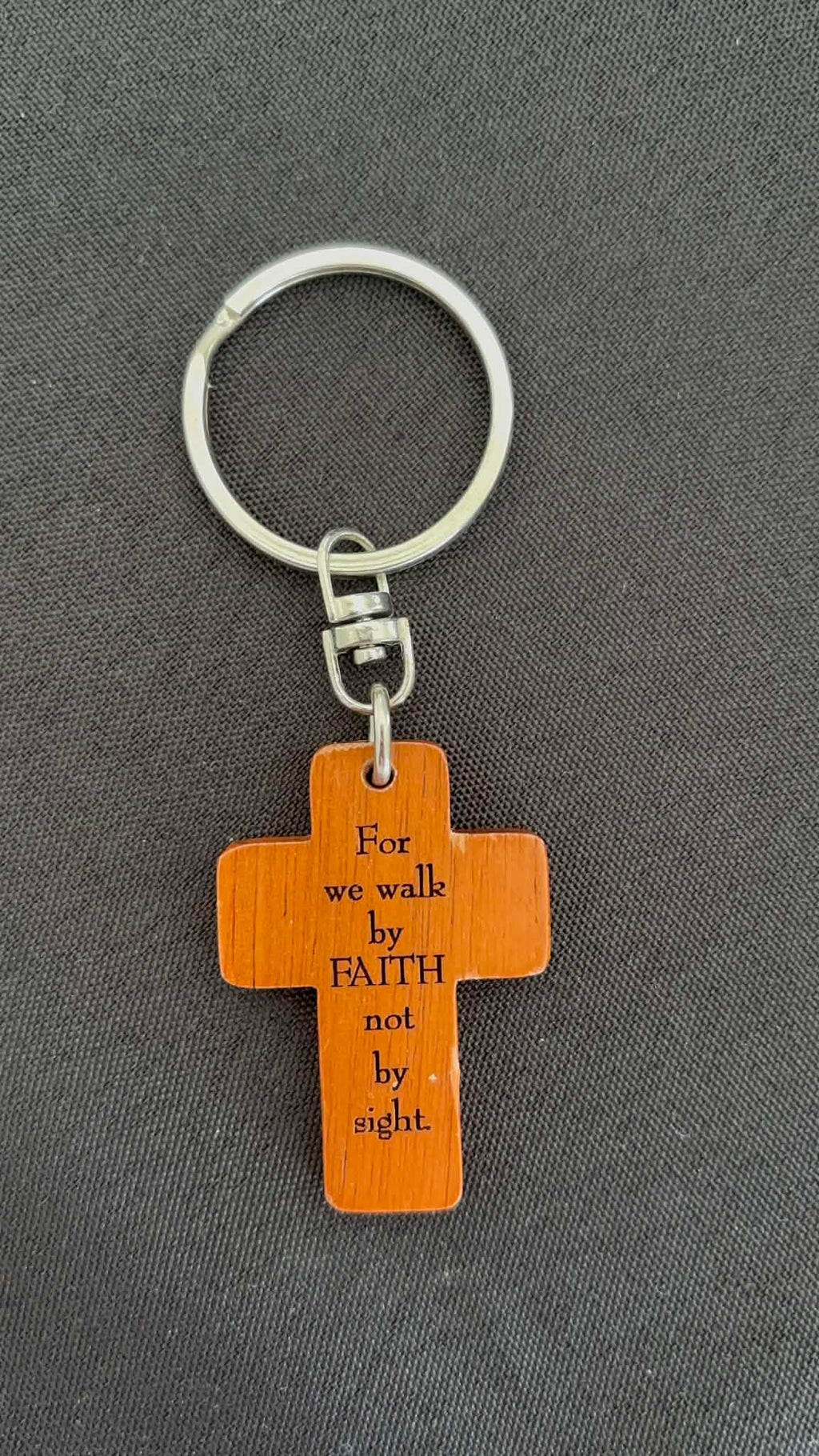 Wooden Cross Keyring