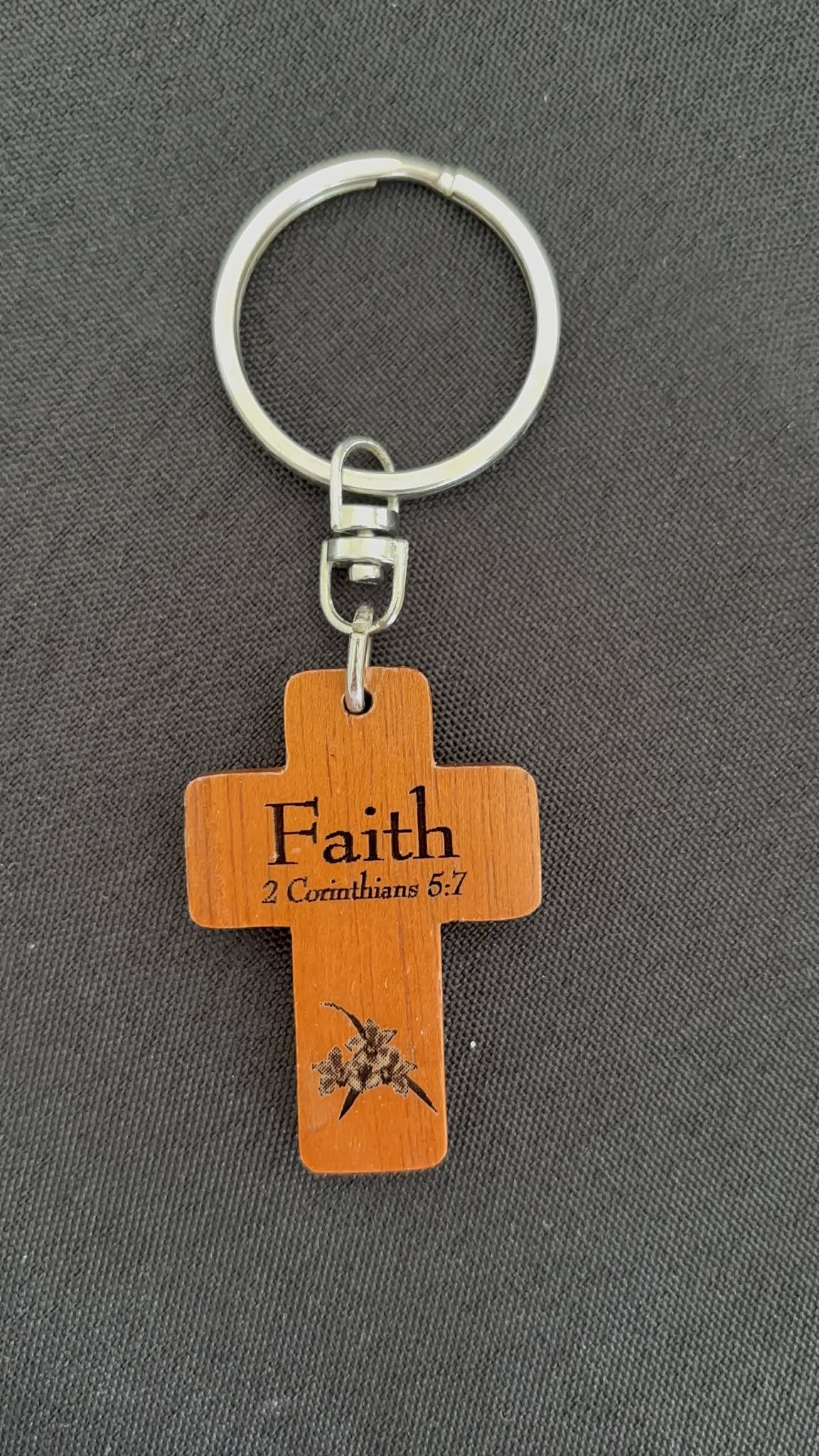 Wooden Cross Keyring