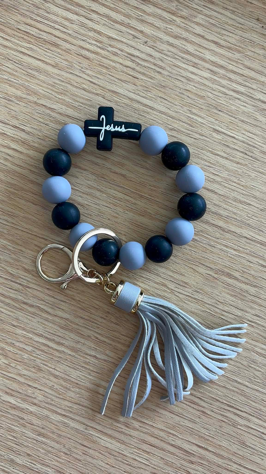 Beaded Cross Keyring