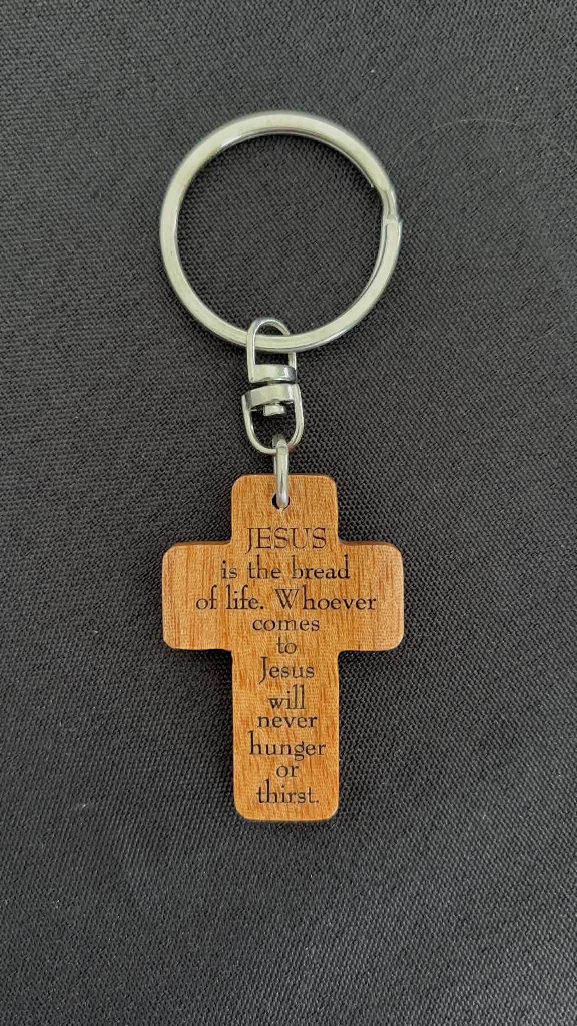 Wooden Cross Keyring