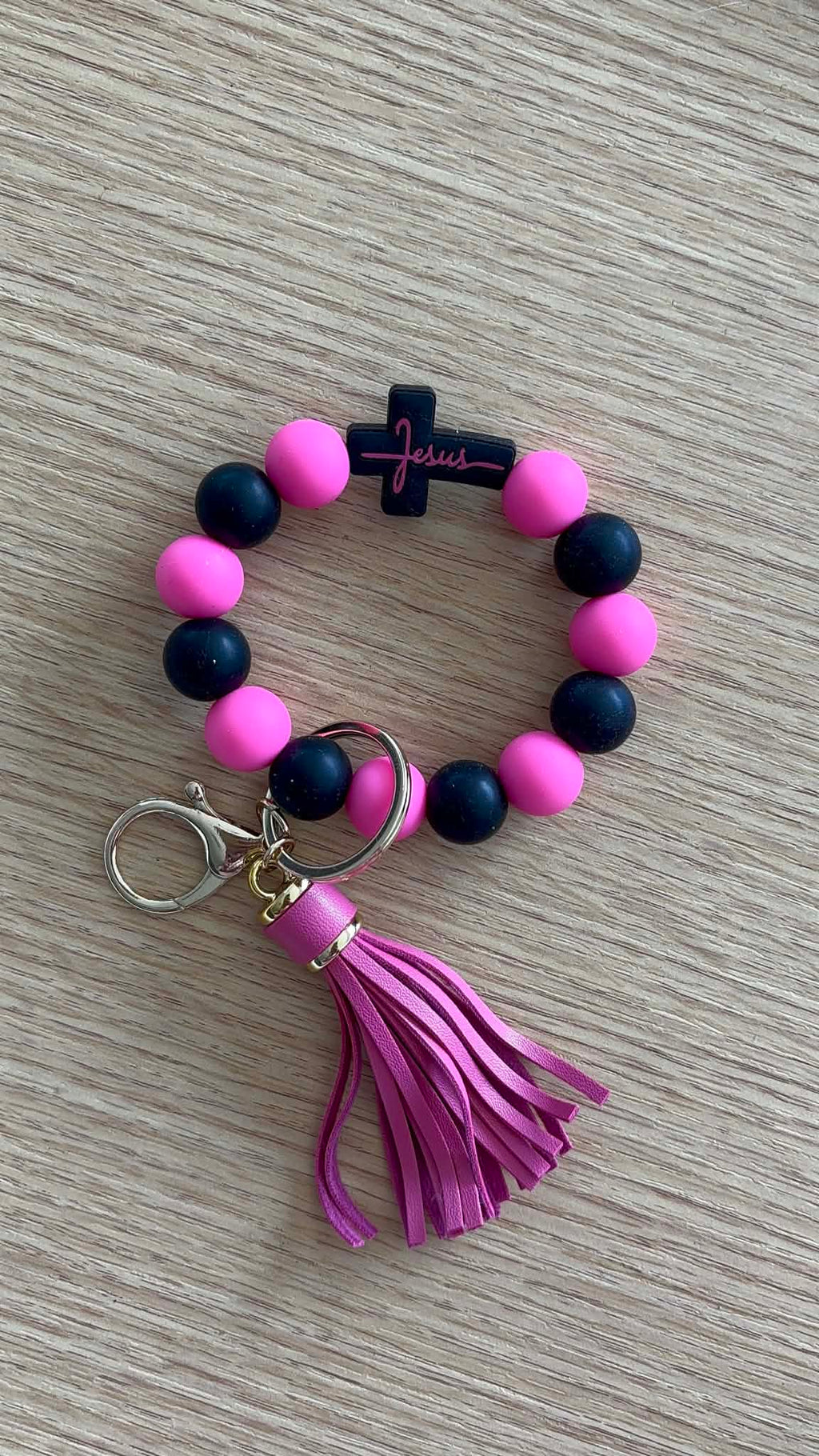 Beaded Cross Keyring