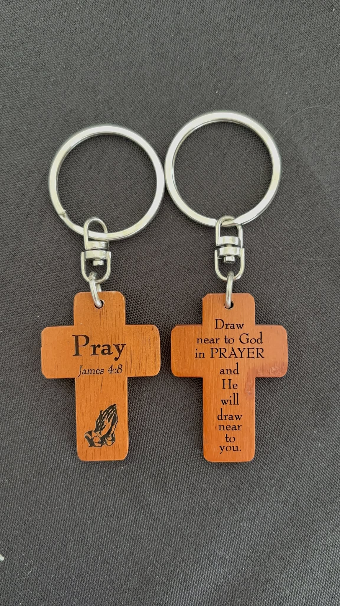 Wooden Cross Keyring