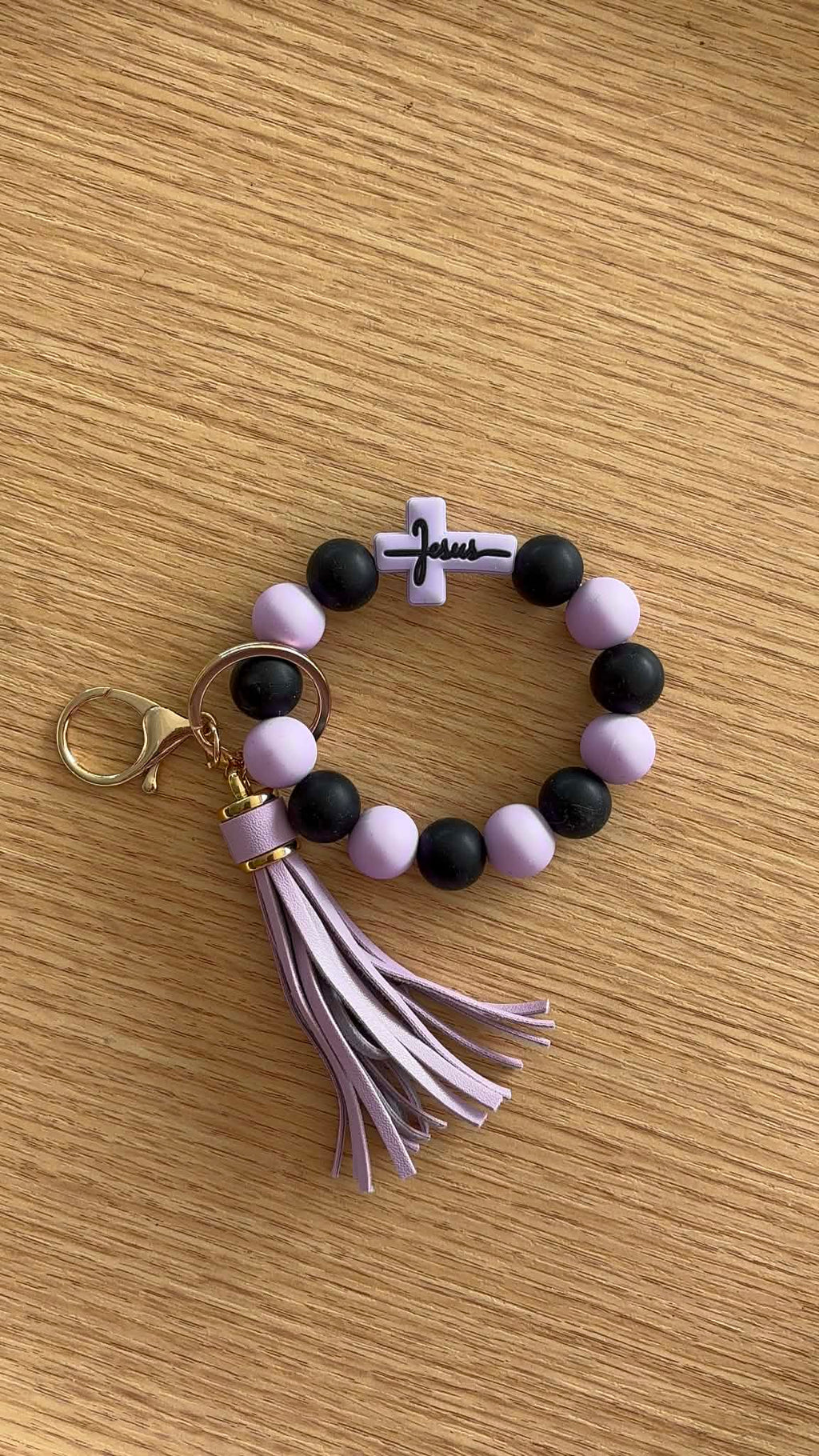 Beaded Cross Keyring