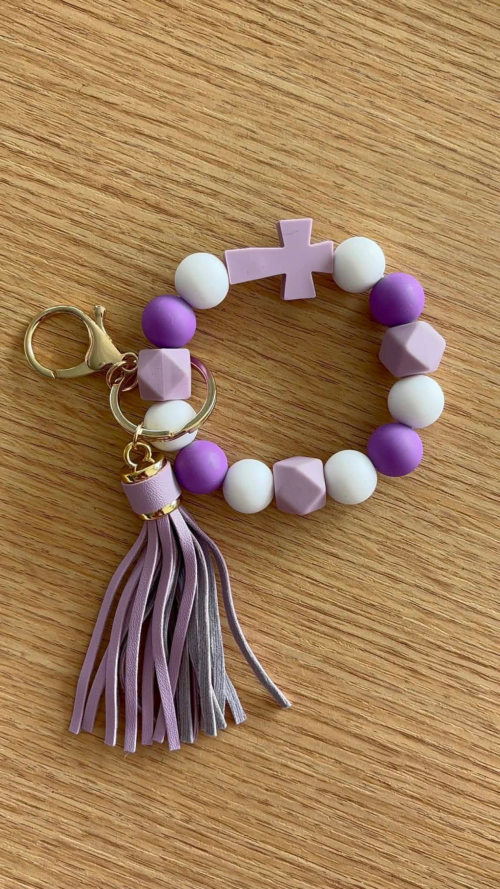 Beaded Cross Keyring