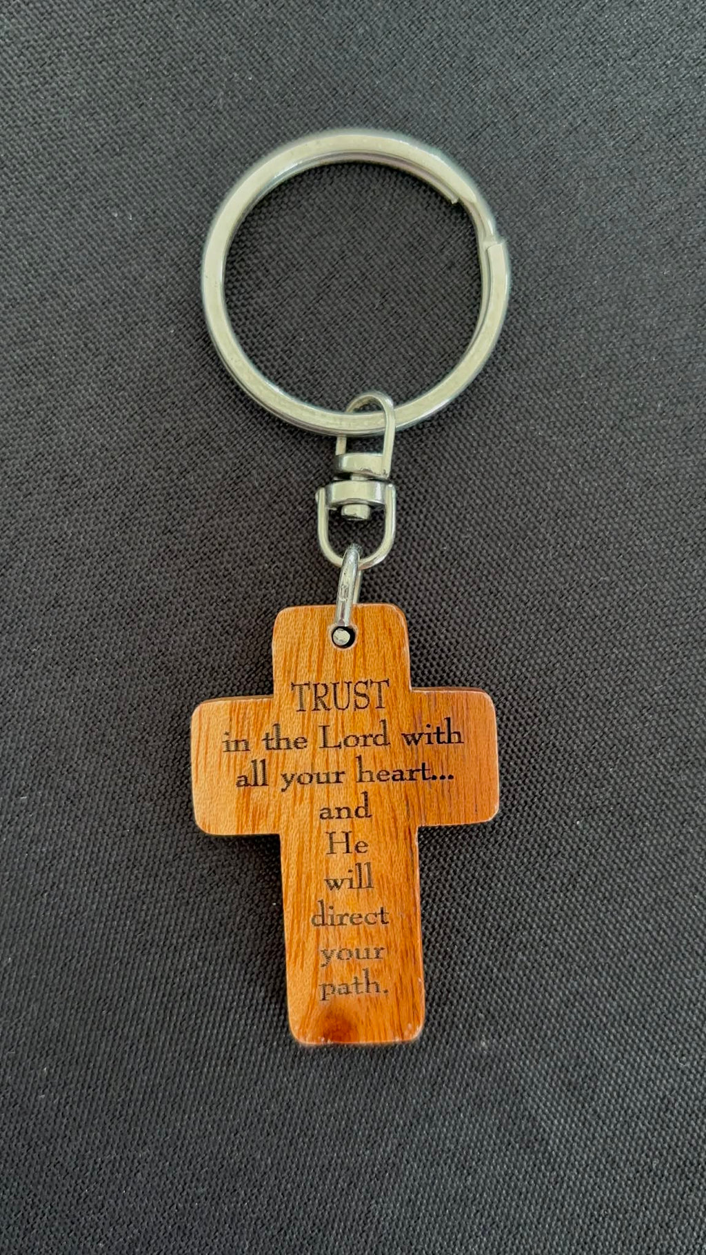 Wooden Cross Keyring