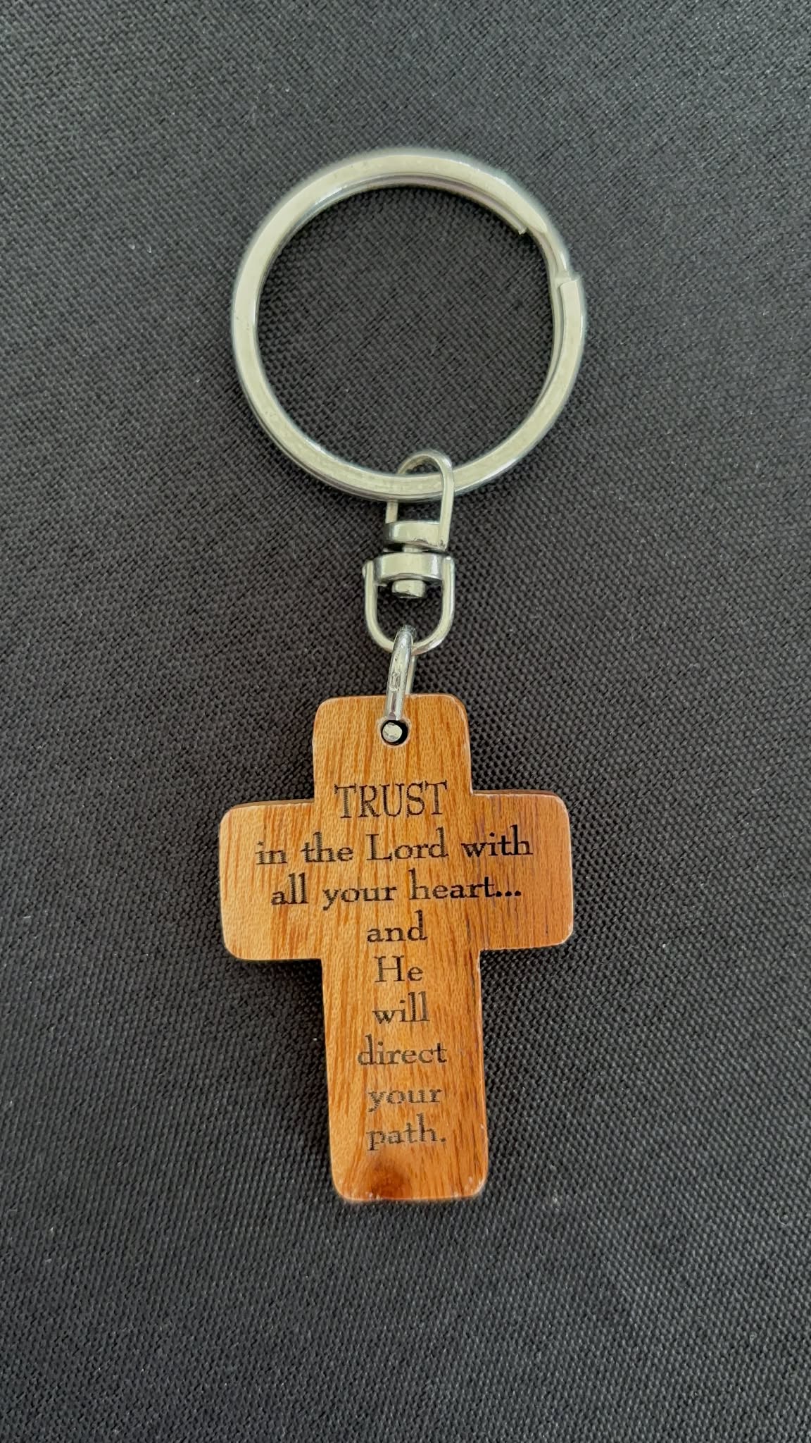 Wooden Cross Keyring