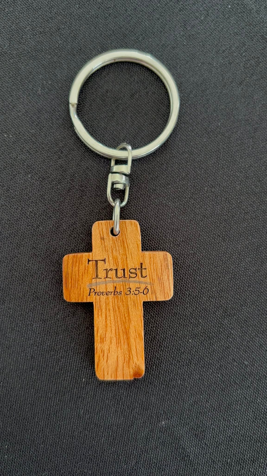 Wooden Cross Keyring